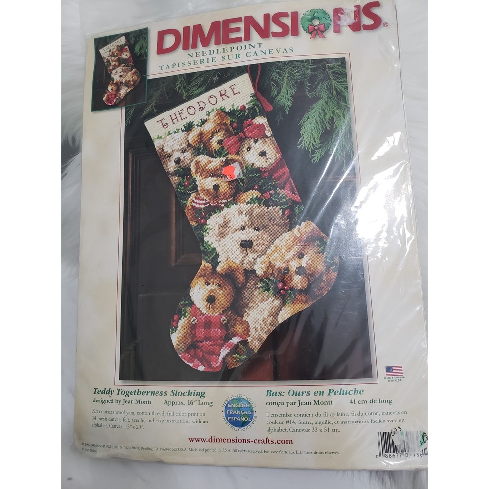 Dimensions Christmas Holiday‎ Needlepoint Stocking Kit TEDDY TOGETHERNESS Bear